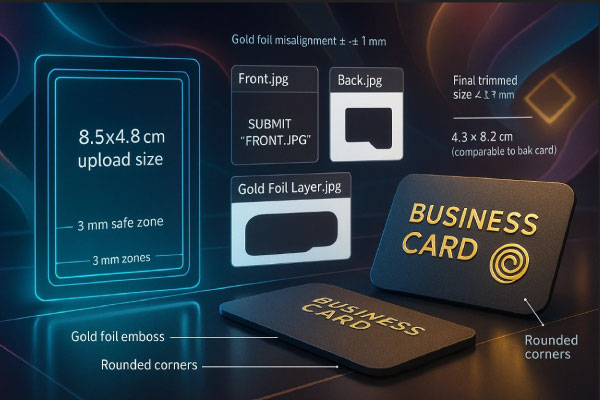 راهنمای طراحی و چاپ کارت ویزیت سلفون مخملی طلاکوب دورگرد