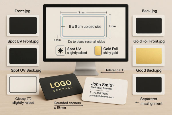 راهنمای طراحی و چاپ کارت ویزیت سلفون مخملی موضعی طلاکوب دورگرد