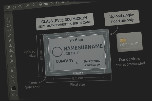 راهنمای طراحی و چاپ کارت ویزیت شیشه ای نیمه شفاف 300 میکرون