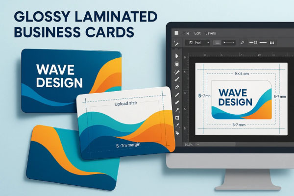 راهنمای طراحی و چاپ کارت ویزیت لمینت براق طرح موج