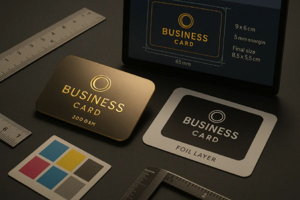 راهنمای طراحی و چاپ کارت ویزیت لمینت براق طلاکوب دورگرد