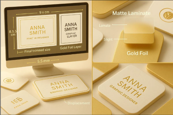 راهنمای طراحی و چاپ کارت ویزیت لمینت مات طلاکوب دورگرد