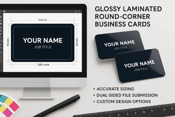 راهنمای طراحی و چاپ کارت ویزیت لمینت براق دور گرد