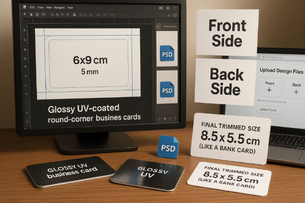 راهنمای طراحی و چاپ کارت ویزیت گلاسه یووی دورگرد